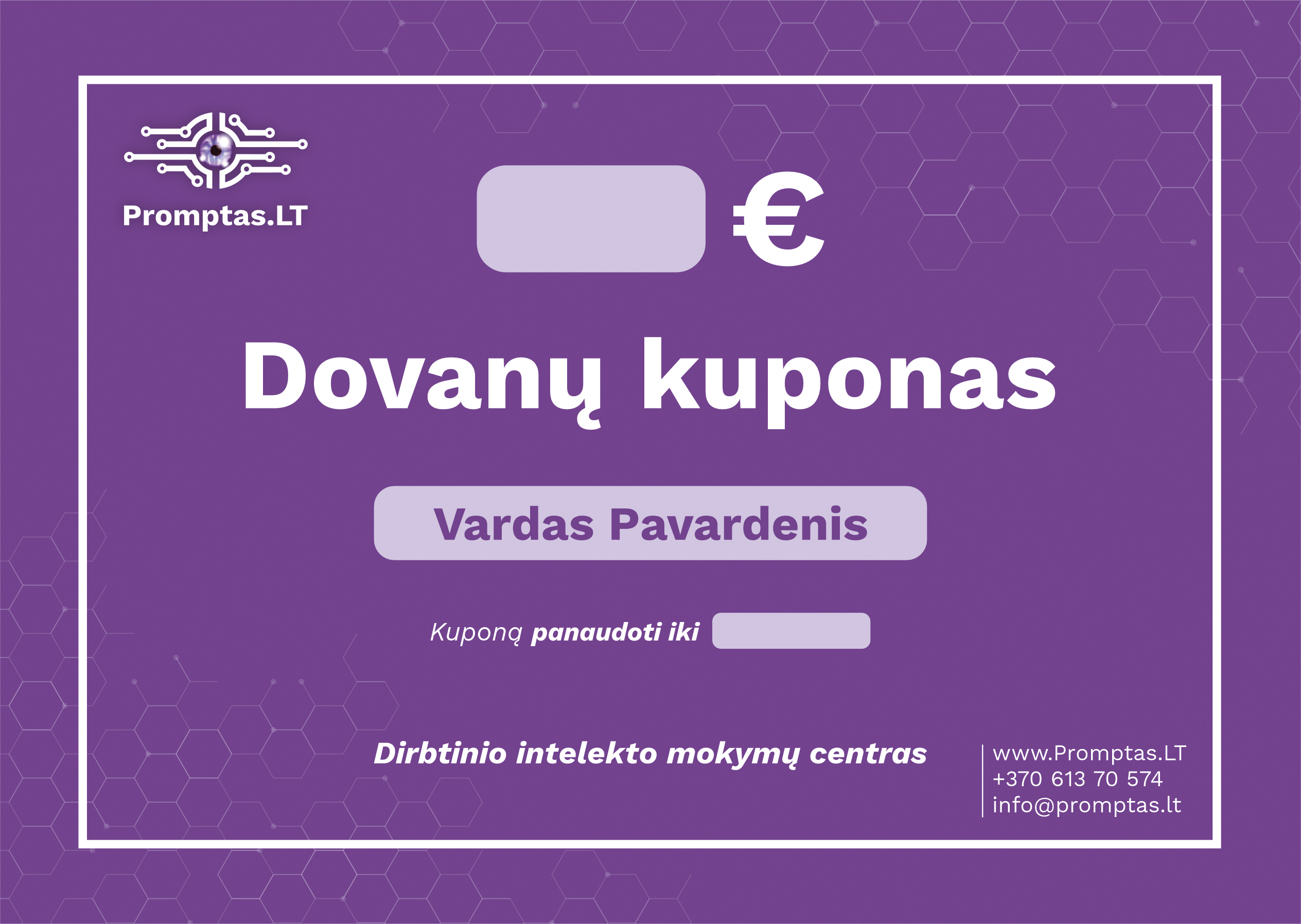 Dovanų kuponas dirbtinio intelekto mokymams
